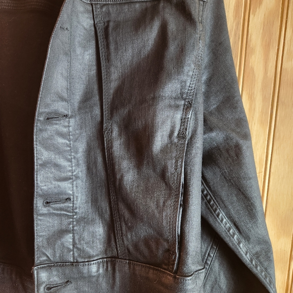 7 Seven for all Mankind Denim Black Wax Coated Jacket - Picture 12 of 13